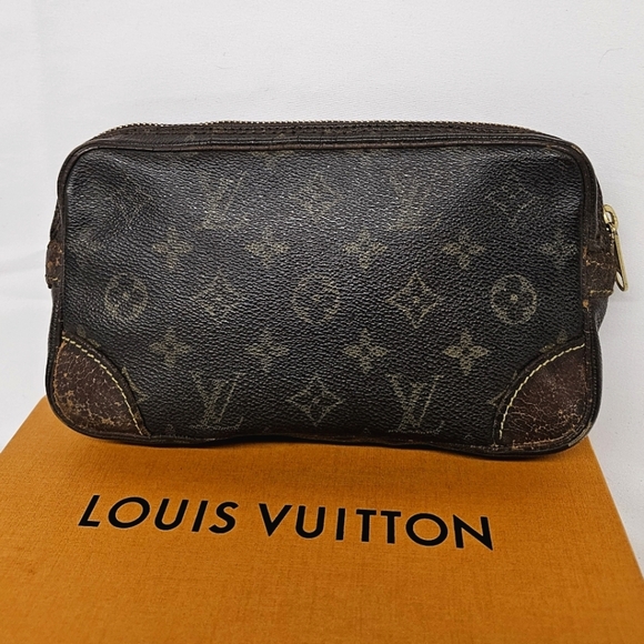 Louis Vuitton Vintage 1991 Marly Clutch In Brown LV Monogram - Picture 1 of 14